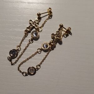 Gold Cross Dangle Earrings